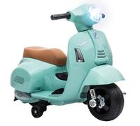 HOMCOM Vespa 6V con Licencia, Moto eléctrica para niños máx. 25 kg, Verde | Moto eléctrica, ruedas de entrenamiento extraíbles, faro, 3 km/h, para edades 18-36 meses