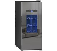HOMCOM Vinoteca 12 botellas 30 L termoeléctrica doble y silenciosa con puerta de vidrio, LED, pantalla digital, negro