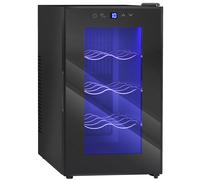 HOMCOM Vinoteca 8 Botellas con Doble Refrigeración Termoeléctrica Temperatura Ajustable 8-18℃ Puerta de Vidrio Negro
