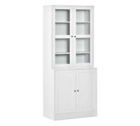 HOMCOM Vitrina Armario de Libros con 4 Puertas y Estantes Ajustables Estilo Moderno Armario de Cocina para Salón Cocina Oficina Dormitorio 76x40x178,5 cm Blanco