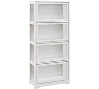 HOMCOM Vitrina de Coleccionista de 4 Niveles Armario Auxiliar con Puertas Abatibles de Acrílico Anti-vuelco Vitrina para Estudio Dormitorio Oficina 59x30x139 cm Blanco