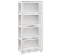 HOMCOM Vitrina Coleccionista de 4 Niveles con Puertas Abatibles Anti-vuelco Vitrina para Estudio Dormitorio 59x30x139 cm Blanco Aosom España