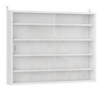 HOMCOM Vitrina Cristal de Pared para Colecciones de Madera con Estantes Ajustables y 2 Puertas Correderas 80x9,5x60 cm Blanco Aosom España