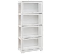 Homcom vitrina de coleccionista de 4 niveles armario auxiliar con puertas abatibles de acrílico anti-vuelco vitrina para estudio dormitorio oficina 59x30x139 cm blanco