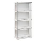 HOMCOM Vitrina de Coleccionista de 4 Niveles Armario Auxiliar con Puertas Abatibles de Acrílico Anti-vuelco Vitrina para Estudio Dormitorio Oficina 59x30x139 cm Blanco