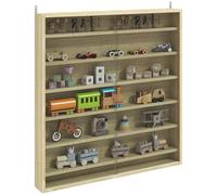 HOMCOM Vitrina de Pared de 7 Niveles, Vitrina con 6 estantes Ajustables, Puertas de Cristal para Adornos de Oficina en casa 83x80cm, Roble