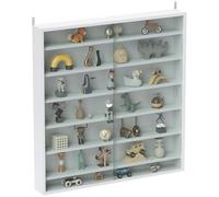HOMCOM Vitrina de pared de 7 niveles, vitrina con 6 estantes ajustables, puertas de cristal para decoración de oficina en casa, 83 x 80 cm, color blanco