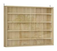 HOMCOM Vitrina de Pared de Madera con Estantes Ajustables y 2 Puertas Correderas de Cristal 80x9,5x60 cm Roble