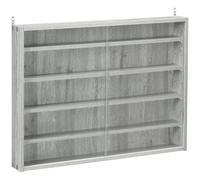 HOMCOM Vitrina de pared para objetivos de colección 5 estantes ajustables en altura y 2 puertas corredizas 80x9,5x60 cm Gris Aosom España