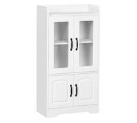 HOMCOM Vitrina de Salón Estantería Librería con Puertas de Vidrio Estante Ajustable y Bisagras de Cierre Suave para Estudio Oficina Dormitorio 60x30x116 cm Blanco