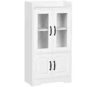 HOMCOM Vitrina de Salón Estantería Puertas de Vidrio 60x30x116 cm Blanco | Librería, Estante Ajustable, Bisagras de Cierre Suave, para Estudio Oficina Dormitorio