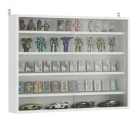 HOMCOM Vitrina Expositora para Colecciones 80x9,5x60 cm Blanco | Vitrina de Pared de 5 Niveles, Estantes Ajustables, 2 Puertas Correderas de Vidrio, para Perfumes, Figuras de Decoración
