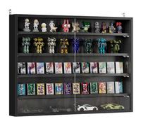 HOMCOM Vitrina Expositora para Colecciones 80x9,5x60 cmNegro | Vitrina de Pared de 5 Niveles, Estantes Ajustables, 2 Puertas Correderas de Vidrio, para Perfumes, Figuras de Decoración