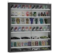 HOMCOM Vitrina Expositora para Colecciones 80x9,5x83 cm Negro | Vitrina de Pared de 5 Niveles, Estantes Ajustables, 2 Puertas Correderas de Vidrio, para Perfumes, Figuras de Decoración