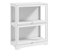 Homcom vitrina expositora para colecciones de 2 niveles, vitrina con puertas abatibles de acrílico, anti-vuelco, armario auxiliar para perfumes, figuras de decoración, 59,5x30x73 cm, blanco