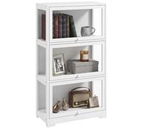 HOMCOM Vitrina Expositora para Colecciones de 3 Niveles 59x30x106 cm Blanco | Vitrina con Puertas Abatibles de Acrílico, Anti-vuelco, Armario Auxiliar para Perfumes, Figuras de Decoración