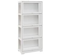 HOMCOM Vitrina Expositora para Colecciones de 4 Niveles 59x30x139cm Blanco | Vitrina con Puertas Abatibles de Acrílico, Anti-vuelco, Armario Auxiliar para Perfumes, Figuras de Decoración