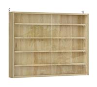 HOMCOM Vitrina Expositora para Colecciones de 5 Niveles, Vitrina de Pared, con Estantes Ajustables y 2 Puertas Correderas de Vidrio, para Perfumes, Figuras de Decoración, 80x9,5x60 cm, Roble