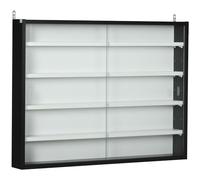 HOMCOM Vitrina de Pared de Madera con Estantes Ajustables y 2 Puertas Correderas para Colecciones Perfumes Figuras de Decoración Negro Aosom España