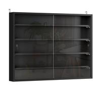 HOMCOM Vitrina Expositora para Colecciones de 5 Niveles, Vitrina de Pared, con Estantes Ajustables y 2 Puertas Correderas de Vidrio, para Perfumes, Figuras de Decoración, 80x9,5x60 cm, Negro