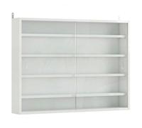 Homcom vitrina expositora para colecciones de 5 niveles, vitrina de pared, con estantes ajustables y 2 puertas correderas de vidrio, para perfumes, figuras de decoración, 80x9,5x60 cm, blanco 800000 c