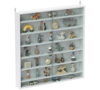 HOMCOM Vitrina Expositora para Colecciones de 7 Niveles, Vitrina de Pared, con Estantes Ajustables y 2 Puertas Correderas de Vidrio, para Perfumes, Figuras de Decoración, 80x9,5x83 cm, Blanco White