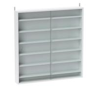HOMCOM Vitrina Expositora para Colecciones de 7 Niveles, Vitrina de Pared, con Estantes Ajustables y 2 Puertas Correderas de Vidrio, para Perfumes, Figuras de Decoración, 80x9,5x83 cm, Blanco