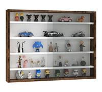 HOMCOM Vitrina Mural 5 Niveles con Puertas Vidrio 60x80cm Marrón rústico | Vitrina, 4 estantes ajustables, para adornos de oficina en casa
