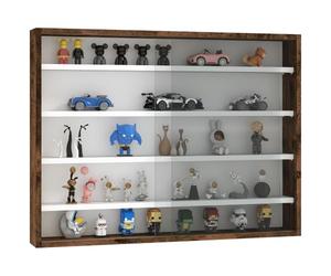 HOMCOM Vitrina Mural 5 Niveles con Puertas Vidrio 60x80cm Marrón rústico | Vitrina, 4 estantes ajustables, para adornos de oficina en casa