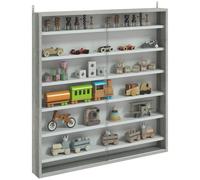 HOMCOM Vitrina mural 7 niveles con puertas vidrio 80x83cm Grafito | Vitrina, 4 estantes ajustables, para adornos de oficina en casa