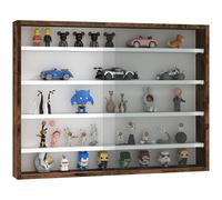 HOMCOM Vitrina para colección Armario de Pared 80 x 9,5 x 60 cm con 4 estantes Regulables en Altura y 2 Puertas correderas de Cristal, para Colecciones de Coches en Miniatura y figuritas, marrón