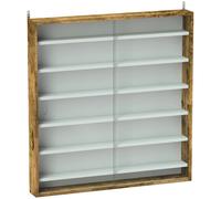 HOMCOM Vitrina para colección vitrina mural 80 x 9,5 x 83 cm 6 estantes ajustables en altura 2 puertas correderas de vidrio