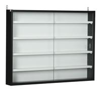 HOMCOM Vitrina Pared para Colecciones con Estantes Ajustables Puertas de Vidrio