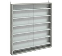 HOMCOM Vitrina Portaobjetos de 5 Estantes Regulables en Madera con Puertas de Vidrio, 80x9.5x83 cm, Blanco y Gris Aosom España