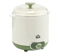 Homcom yogurtera 20 w 1,5l máquina de yogur para hacer yogur griego con filtro indicador de encendido y calentamiento a temperatura constante ptc 19,5x17,5x21,4 cm blanco 17.5 cm