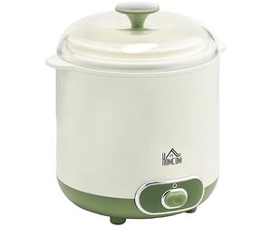 HOMCOM Yogurtera 20 W 1,5L Máquina de Yogur para Hacer Yogur Griego Sin BPA con Filtro Indicador de Encendido y Calentamiento a Temperatura Constante PTC 19,5x17,5x21,4 cm Blanco