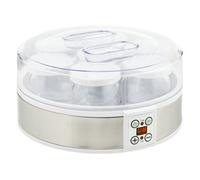 Homcom yogurtera 20w capacidad 1,26l máquina de yogur con 7 tarros de cristal de 180 ml termostato ajustable temporizador de 1-48 horas y pantalla led 24x24x13 cm blanco 13 cm