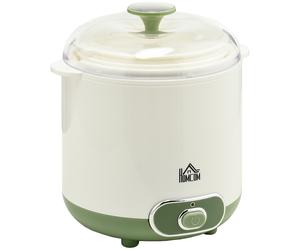 HOMCOM Yogurtera para Hacer Yogur Griego 20 W 1,5L con Filtro Indicador de Encendido y Tecnología PTC 19,5x17,5x21,4 cm Blanco Aosom España