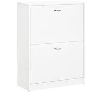 HOMCOM Zapatero Moderno Zapatero de Entrada Recibidor Estrecho con 2 Cajones y Estantes Ajustables para Pasillo 60x24x80 cm Blanco