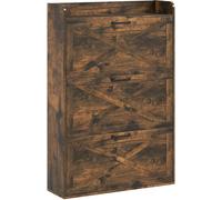 HOMCOM Mueble Zapatero de 3 Puertas Zapatero Estrecho con Estantes Ajustables Estilo Industrial para 24 Pares de Zapatos Mueble Auxiliar para Recibidor Entrada 80x24x118 cm Marrón Rústico