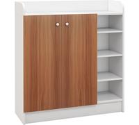 HOMCOM Mueble Zapatero de 2 Puertas Zapatero Estrecho con Estantes Ajustables para 12 Pares de Zapatos para Pasillo Entrada 83x30x90 cm Natural