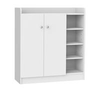 HOMCOM Zapatero Armario para Zapatos 4 Estantes 1 Armario 83x30x90 cm Blanco Aosom España