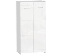 HOMCOM Zapatero Armario para Zapatos Moderno con Estantes Ajustables para 10 Pares de Zapatos 55x36x108 cm Blanco Brillo