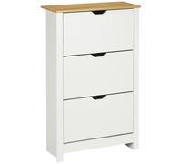 HOMCOM Zapatero Blanco Estrecho con 3 Cajones Abatibles 72x26x112 cm Blanco