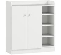 HOMCOM Zapatero con 2 Puertas 83x30x90cm Armario para Zapatos 4 Baldas Interior y 4 Exterior Organización y Almacenaje Blanco Aosom España