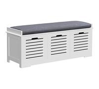 HOMCOM Zapatero con 3 Cajones y Cojín de Asiento Extraíble, Banco de Almacenaje para Pasillo, Entrada, Dormitorio, MDF, Blanco, 108 x 35 x 43 cm