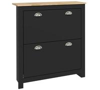 HOMCOM Zapatero de 2 cajones, Moderno y Estrecho, Organizador de Almacenamiento de Madera con Puertas abatibles, Estante Ajustable para 6-12 Pares, Color Negro