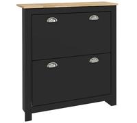 HOMCOM Zapatero de 2 cajones, Moderno y Estrecho, Organizador de Almacenamiento de Madera con Puertas abatibles, Estante Ajustable para 6-12 Pares, Color Negro