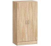 HOMCOM Zapatero de 2 puertas, 6 estantes ajustables, bisagras de cierre suave para 14 pares de zapatos, madera natural