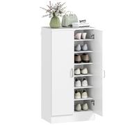 HOMCOM Zapatero de 2 Puertas, Zapatero Entrada Recibidor con 6 Estantes Ajustables, para 14 Pares de Zapatos, 55x35x108 cm, Blanco